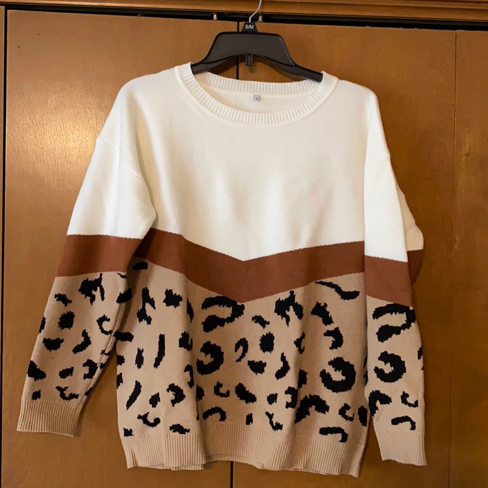 Cream/Animal Print Sweater